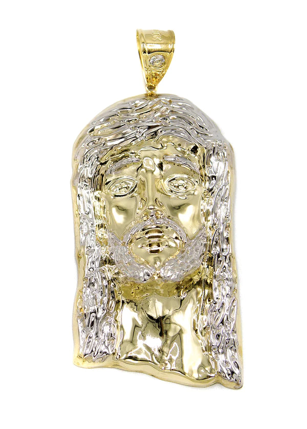 Jesus Pendant -  Yellow Gold Head Pendant | Customizable Size| 10K