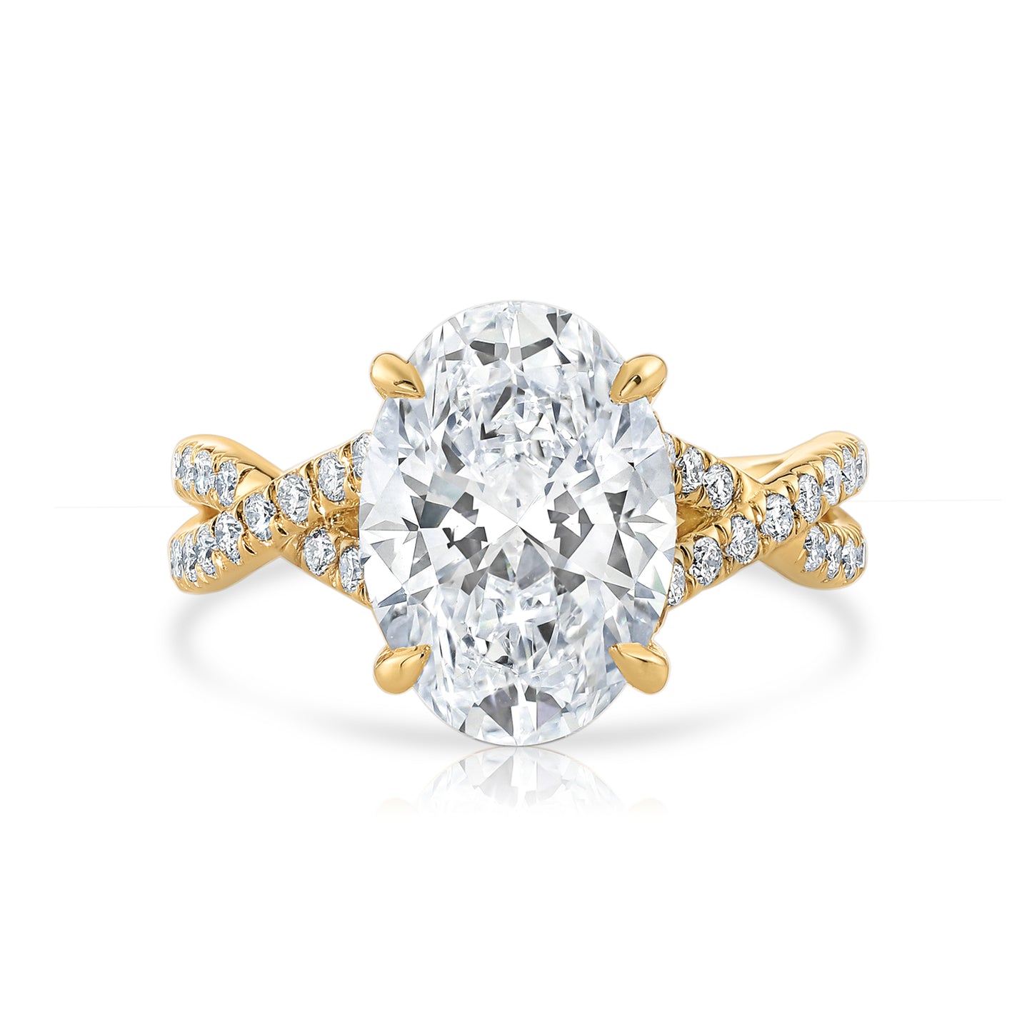 4.57CT E VS1 Oval Lab Grown Diamond Hidden Halo Engagement Ring 14kt