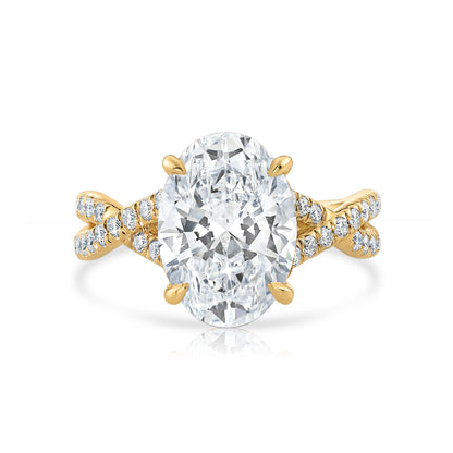 4.57CT E VS1 Oval Lab Grown Diamond Hidden Halo Engagement Ring 14kt
