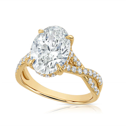 4.57CT E VS1 Oval Lab Grown Diamond Hidden Halo Engagement Ring 14kt
