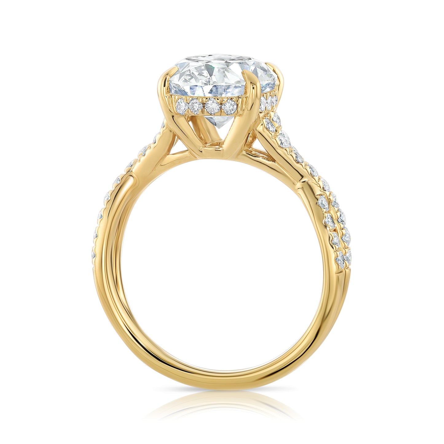 4.57CT E VS1 Oval Lab Grown Diamond Hidden Halo Engagement Ring 14kt