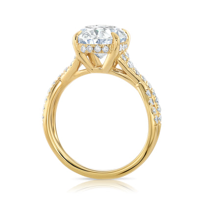 4.57CT E VS1 Oval Lab Grown Diamond Hidden Halo Engagement Ring 14kt