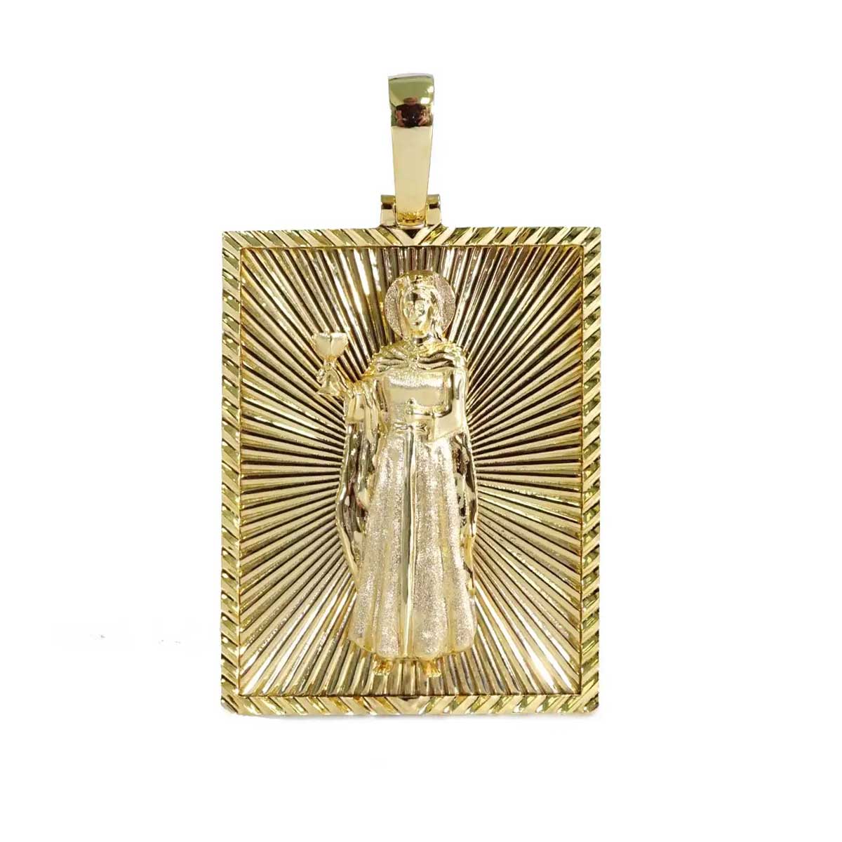 Santa Barbara Medal Pendant | Yellow Gold 10/14K | Size Option Available