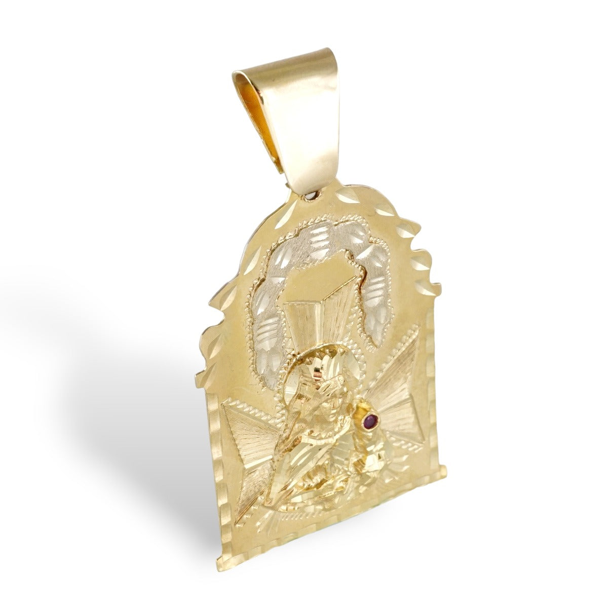 Gold Santa Barbara Medal Pendant | Yellow Gold 14K | 2 inches