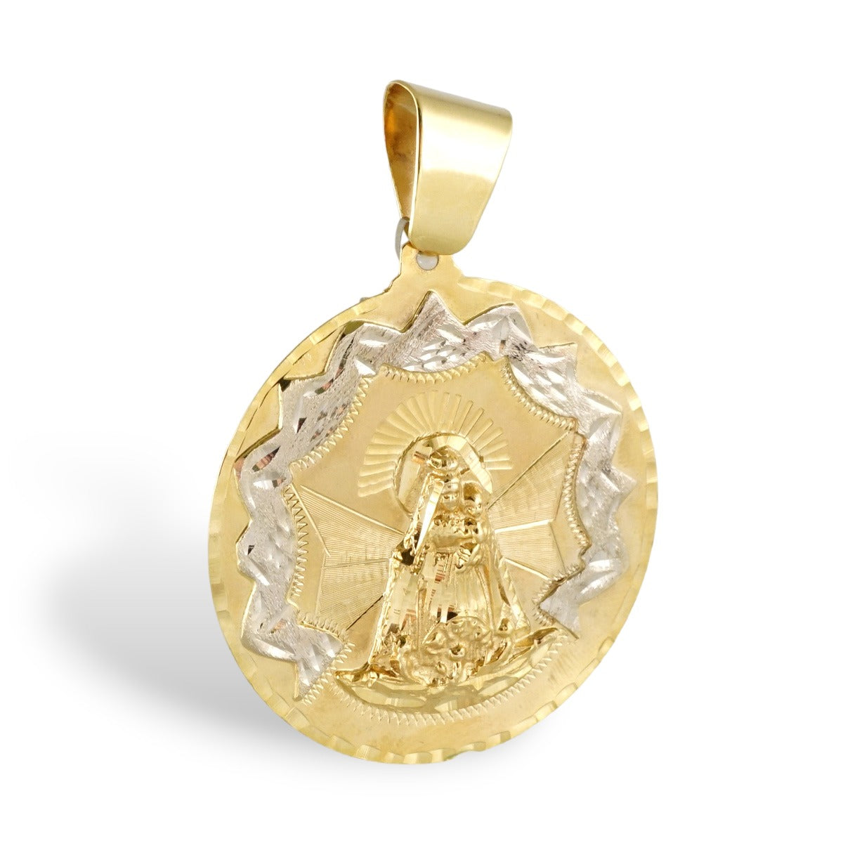 Virgen Caridad Medal Pendant | Yellow Gold 14K | 2 Inches