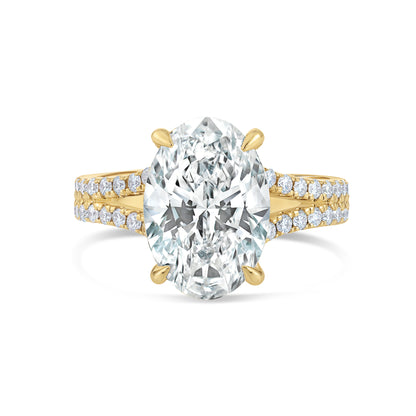 5.04CT E VS1 Oval Lab Grown Diamond Hidden Halo Engagement Ring 14kt
