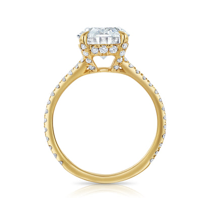 5.04CT E VS1 Oval Lab Grown Diamond Hidden Halo Engagement Ring 14kt