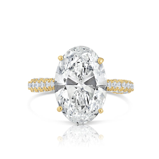 7.05CT E VS1 Oval Lab Grown Diamond Hidden Halo Engagement Ring 14kt