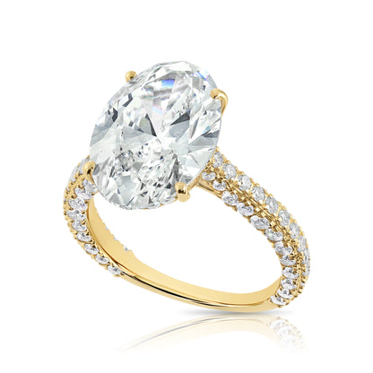 7.05CT E VS1 Oval Lab Grown Diamond Hidden Halo Engagement Ring 14kt