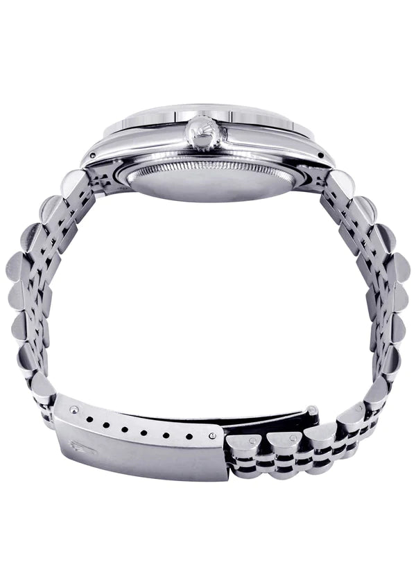 Diamond Rolex Datejust Watch 16200 | 36MM | Full Diamond Color Arabic Dial | Stainless Steel | Jubilee Band