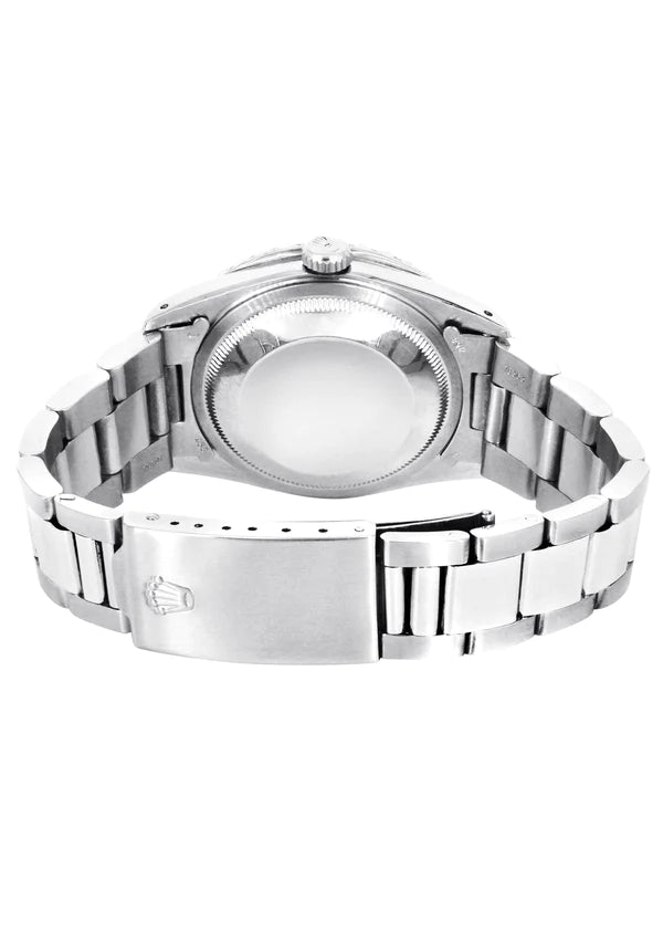 Diamond Rolex Datejust Watch 16200 | 36MM | Full Diamond Color Arabic Dial | Stainless Steel | Oyster Band