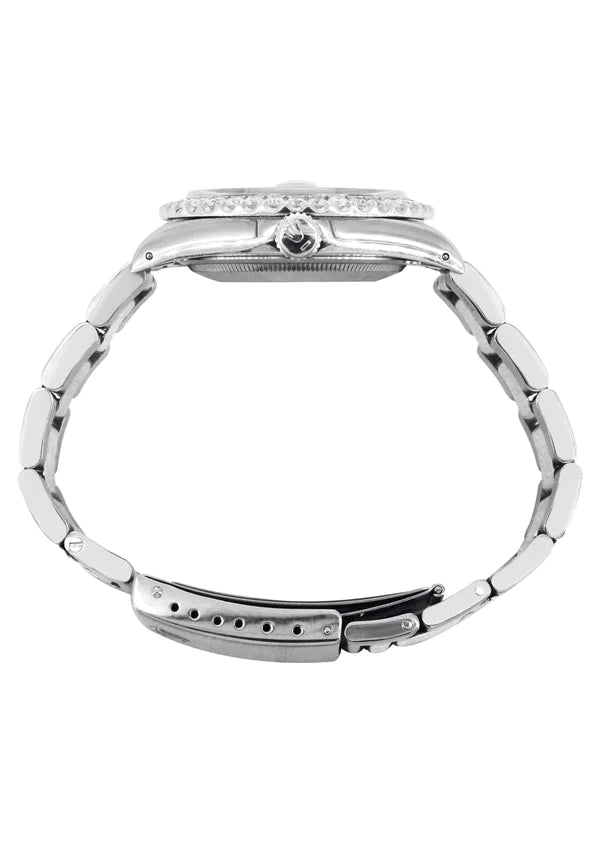 Diamond Rolex Datejust Watch 16200 | 36MM | Fully Iced Out Diamond Dial | Stainless Steel | Oyster Band