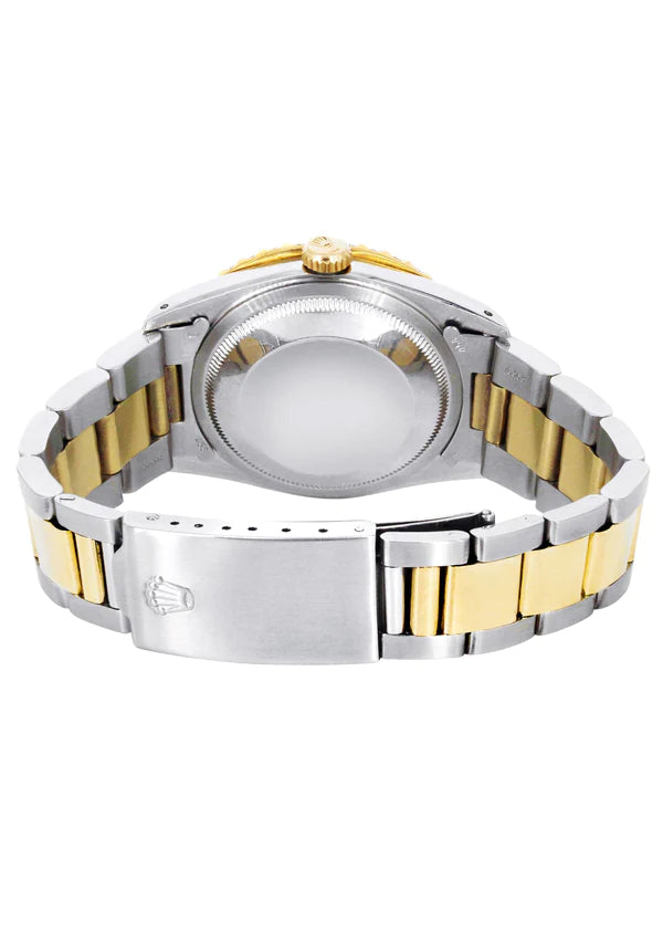 Diamond Rolex Datejust Watch 16233 | 36MM | Custom Red Arabic Full Diamond Dial | Stainless Steel | Oyster Band