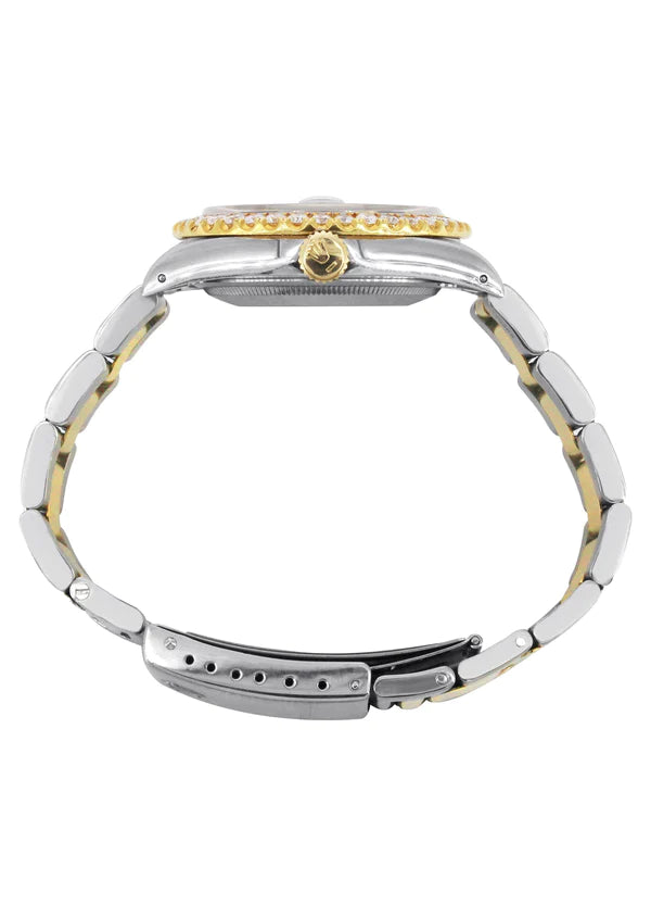 Diamond Gold Rolex Datejust Watch 16233 | 36MM | Full Diamond Roman Dial | Oyster Band