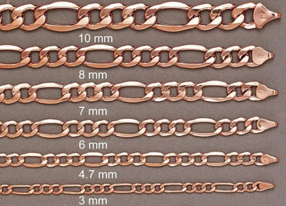 Mens Solid Figaro Chain 14K - Rose Gold