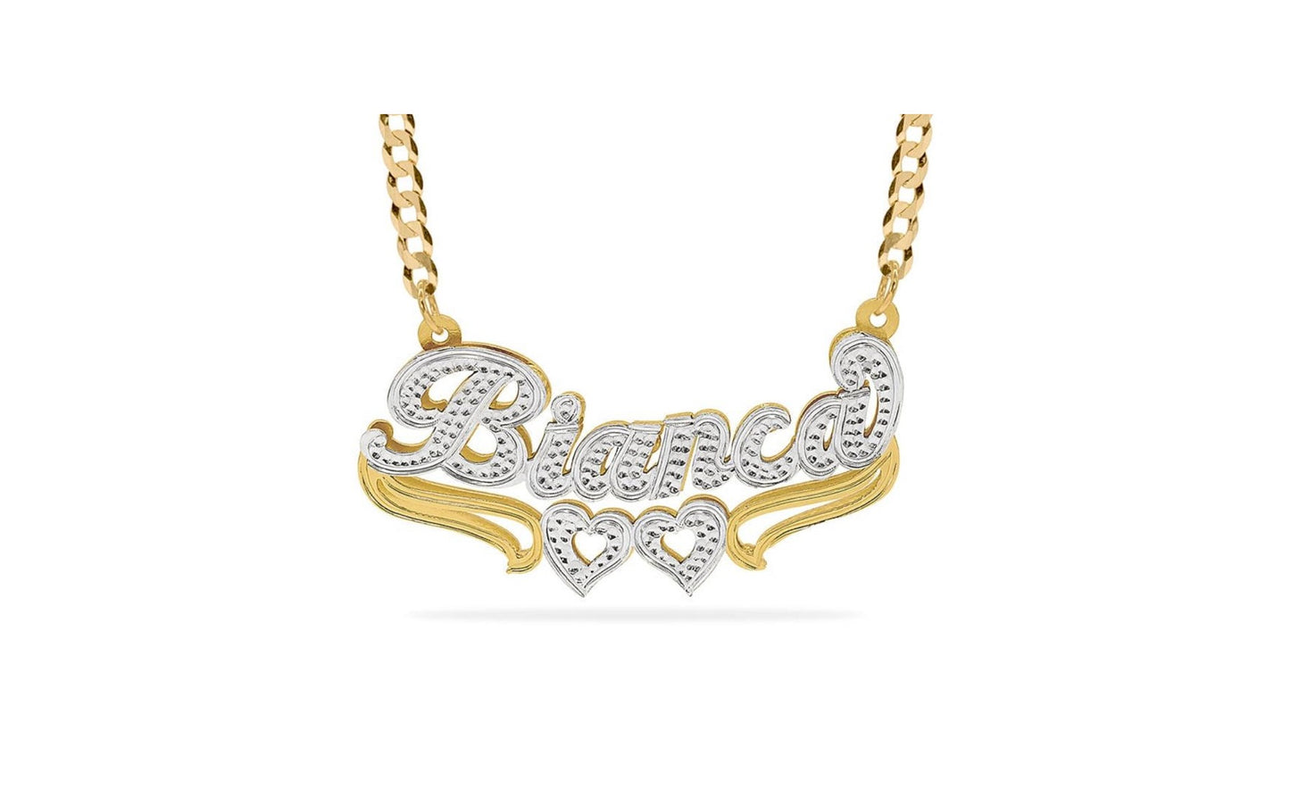 Personalized Double Nameplate | 10K/14K | Yellow Gold | Style Options Available