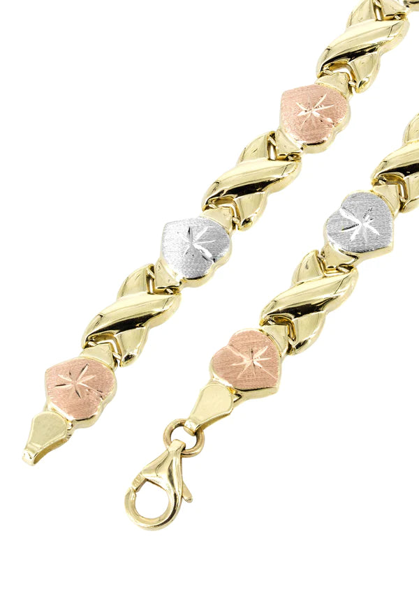 Certified Tri Color shops 10k Gold Hearts Necklace