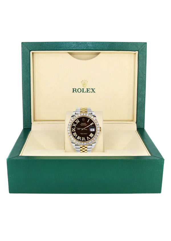 Rolex Datejust II Watch | 41MM | Custom Brown Diamond Roman Dial | 18K Yellow Gold & Stainless Steel | Jubilee Band