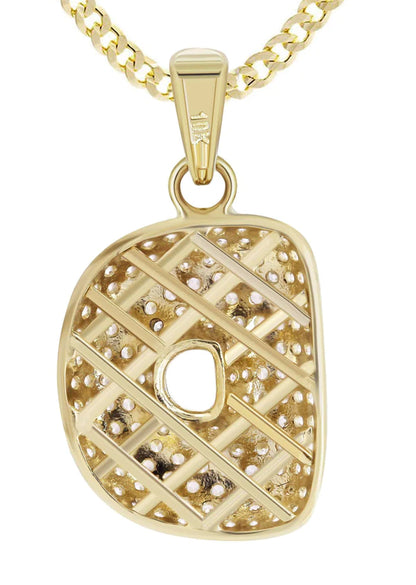 10K Yellow Gold Bubble Letter "D" CZ Necklace | Appx. 4.6 Grams