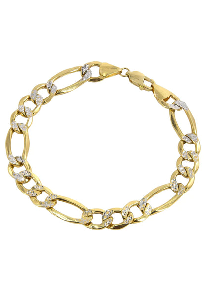 Diamond Cut Hollow Figaro Bracelet  10K/14K - Yellow Gold