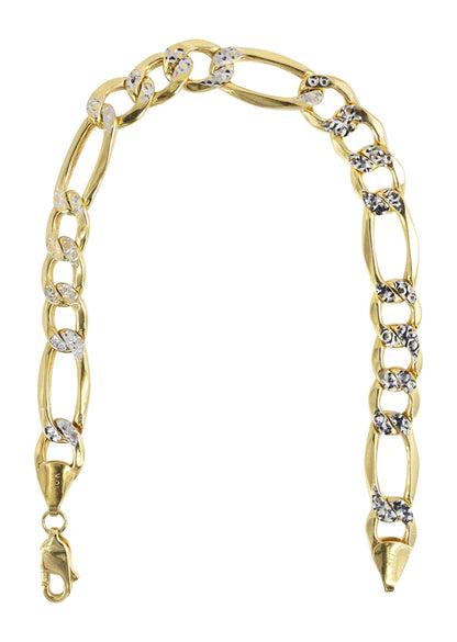 Diamond Cut Hollow Figaro Bracelet  10K/14K - Yellow Gold