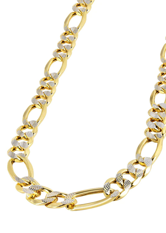 Mens Diamond Cut Hollow Figaro Chain 10K/14K - Yellow Gold