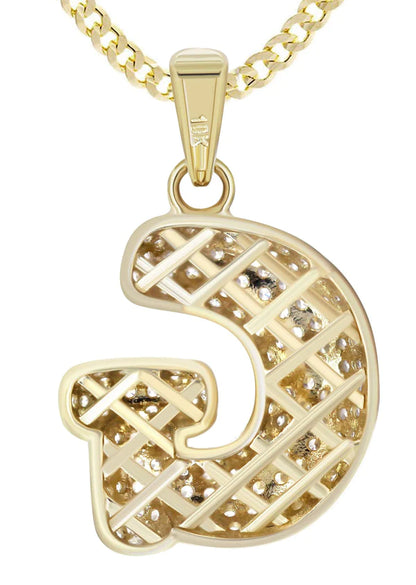 10K Yellow Gold Bubble Letter "G" CZ Necklace | Appx. 4.5 Grams