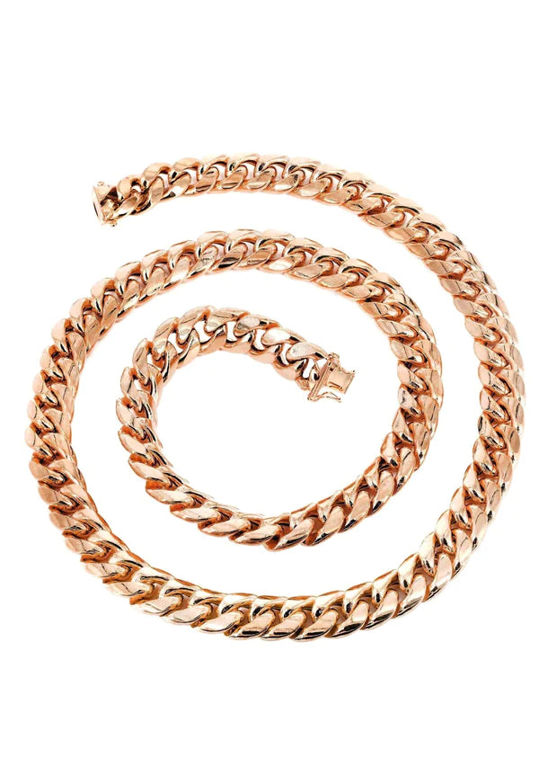 Hollow Miami Gold Cuban Link Chain 14K - Rose Gold