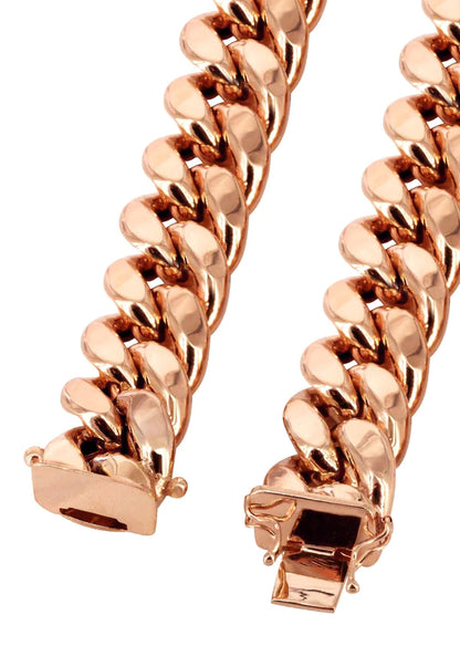 Hollow Miami Gold Cuban Link Chain 14K - Rose Gold