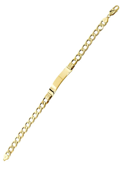 Childrens Hollow ID Cuban Bracelet | 10K/14K | Yellow Gold