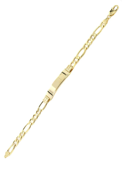 Hollow ID Figaro Bracelet | 10K/14K | Yellow Gold