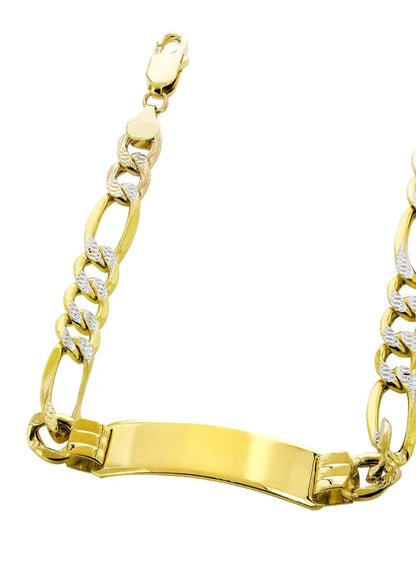 Childrens Hollow ID Pave Figaro Bracelet | 10K/14K | Yellow Gold