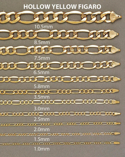 Mens Solid Figaro Chain 10K/14K - Yellow Gold