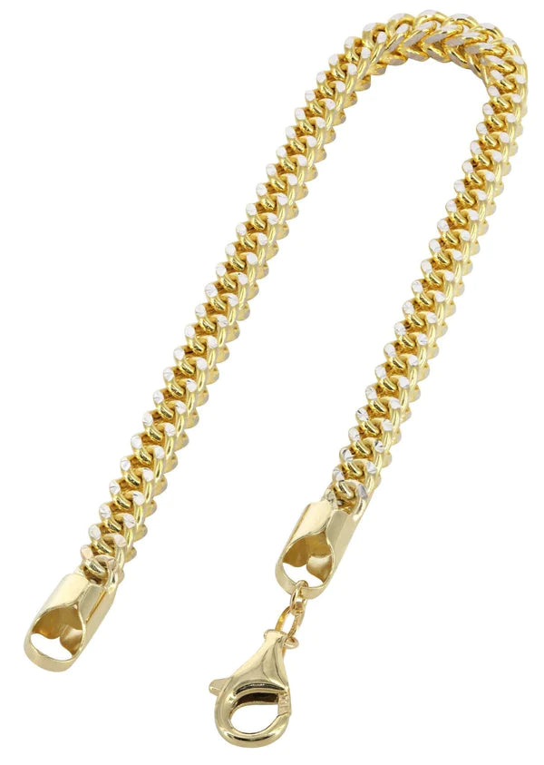 hollow yellow white pave franco bracele