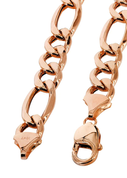 Mens Solid Figaro Chain 14K - Rose Gold