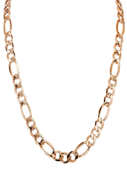 Mens Solid Figaro Chain 14K - Rose Gold