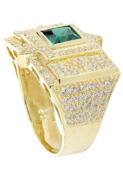 Mens Emerald  Ring | 10K Solid Yellow Gold
