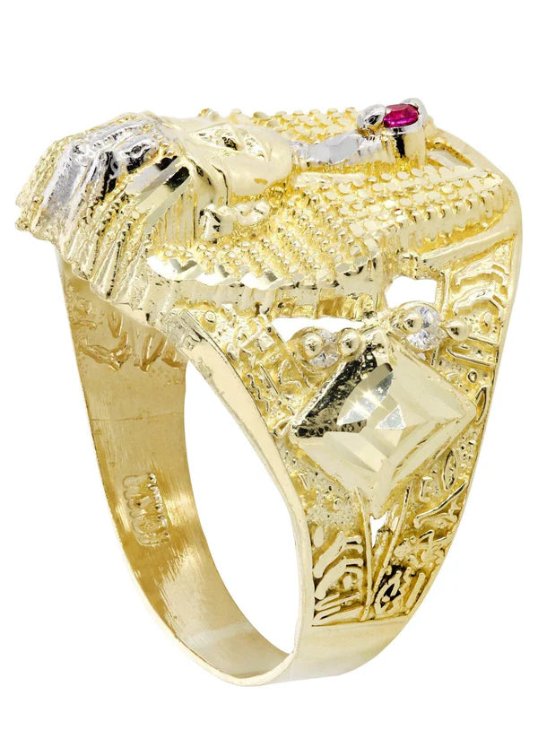 Mens Pharoah Ring | 10K Solid Yellow Gold
