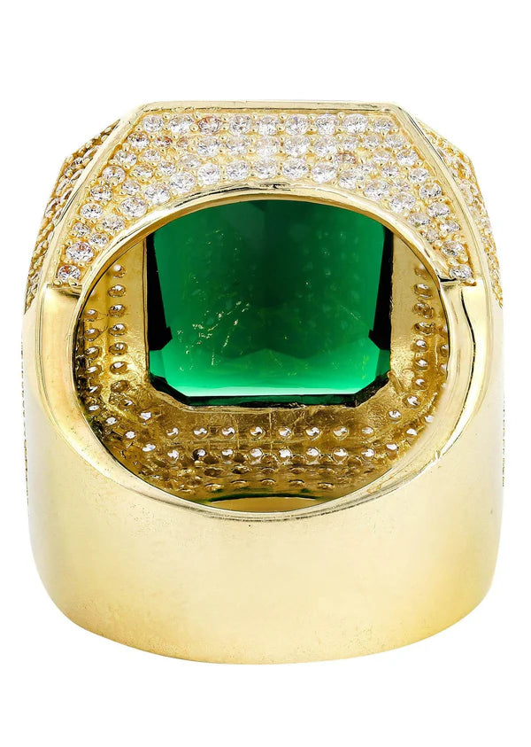 Mens Emerald Ring | 10K Solid Yellow Gold