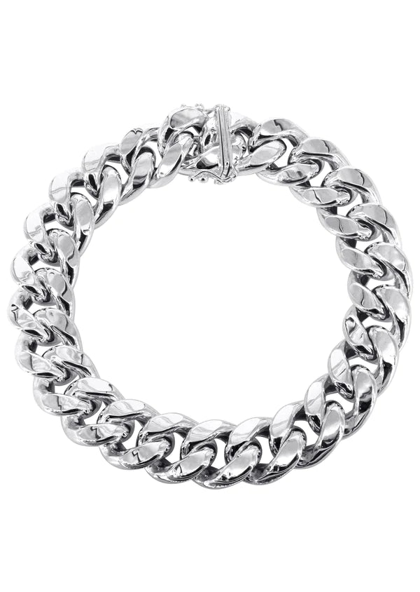 Hollow Miami Cuban Link Bracelet 10K/14K - White Gold