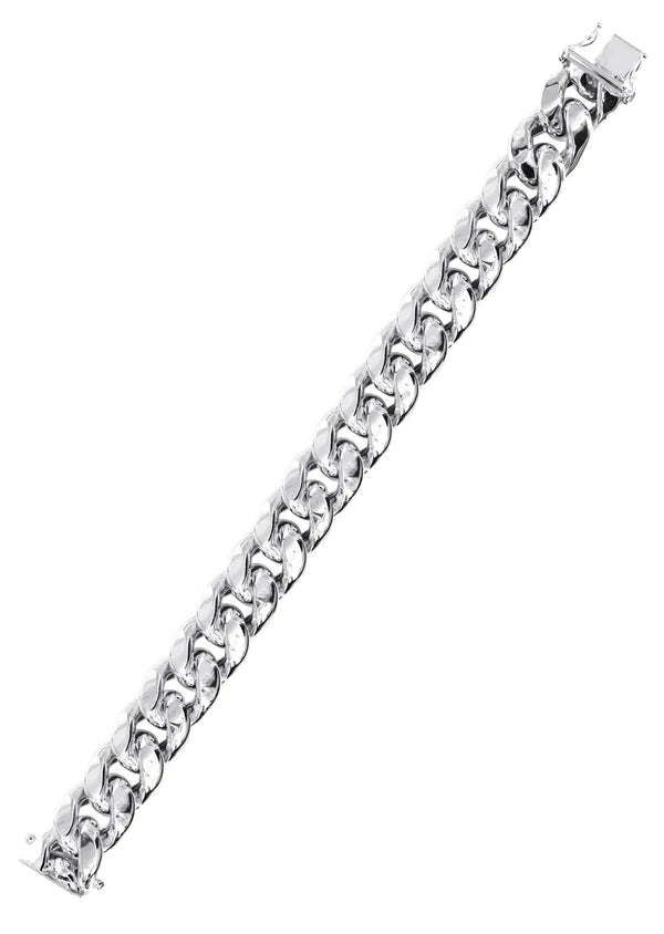 Hollow Miami Cuban Link Bracelet 10K/14K - White Gold