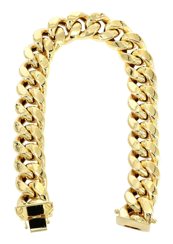 Hollow Miami Cuban Link Bracelet 10K/14K - Yellow Gold