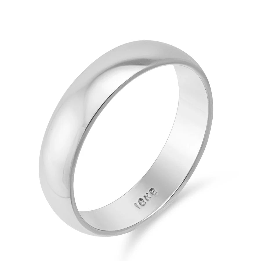 Polished Wedding Band Ring | 10K Solid Gold | Yellow or White Gold | Engraving Option Available