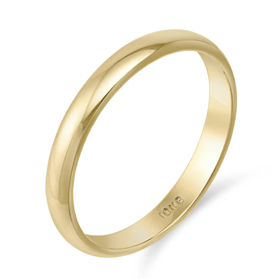 Polished Wedding Band Ring | 10K Solid Gold | Yellow or White Gold | Engraving Option Available