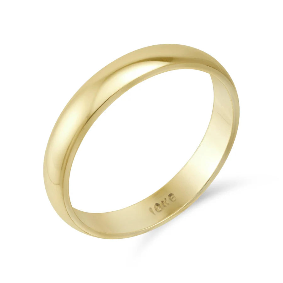 Polished Wedding Band Ring | 10K Solid Gold | Yellow or White Gold | Engraving Option Available