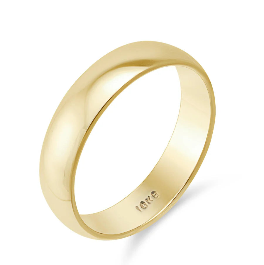 Polished Wedding Band Ring | 10K Solid Gold | Yellow or White Gold | Engraving Option Available