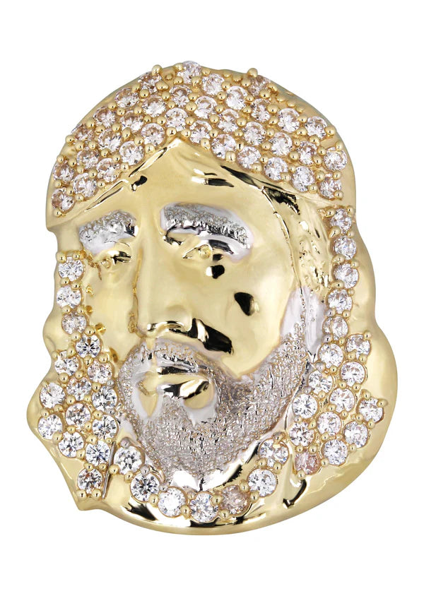 Mens Jesus Pinky Ring | 10K Solid Yellow Gold | Style #1