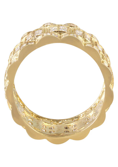 Mens Eternity Wedding Band Pinky Ring | 10K Solid Yellow Gold | Style #3