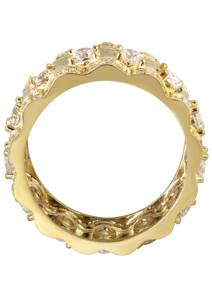 Mens Eternity Wedding Band Pinky Ring | 10K Solid Yellow Gold | Style #2