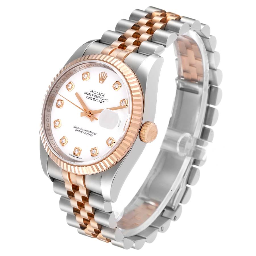 Rolex Datejust 116231 | 36MM | Rose Gold White Diamond Dial | 18KT